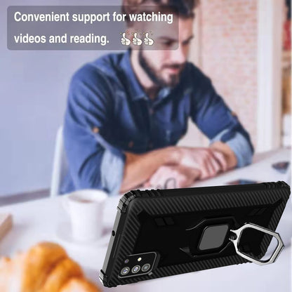 For Samsung Galaxy A21S Carbon Fiber Protective Case with 360 Degree Rotating Ring Holder(Black) - Galaxy Phone Cases by buy2fix | Online Shopping UK | buy2fix