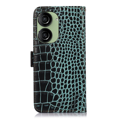 For Asus ZenFone 10 / ZenFone 9  Crocodile Top Layer Cowhide Leather Phone Case(Green) - ASUS Cases by buy2fix | Online Shopping UK | buy2fix
