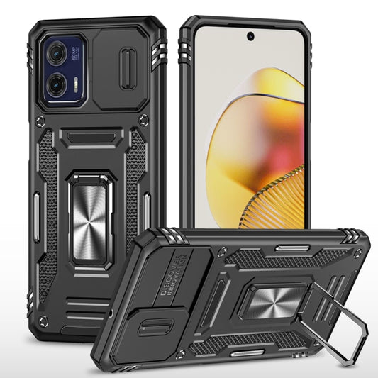 Motorola Moto G73 Armor PC + TPU Camera Shield Phone Case(Black) - Motorola Cases by buy2fix | Online Shopping UK | buy2fix