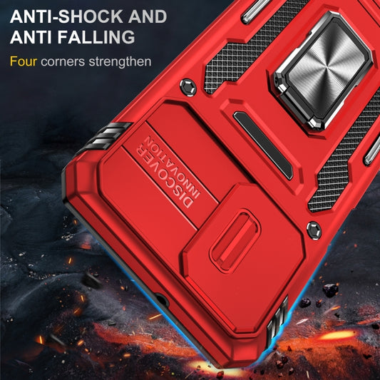 Motorola Moto G73 Armor PC + TPU Camera Shield Phone Case(Red) - Motorola Cases by buy2fix | Online Shopping UK | buy2fix