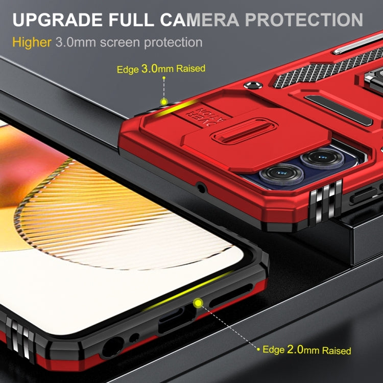 Motorola Moto G73 Armor PC + TPU Camera Shield Phone Case(Red) - Motorola Cases by buy2fix | Online Shopping UK | buy2fix