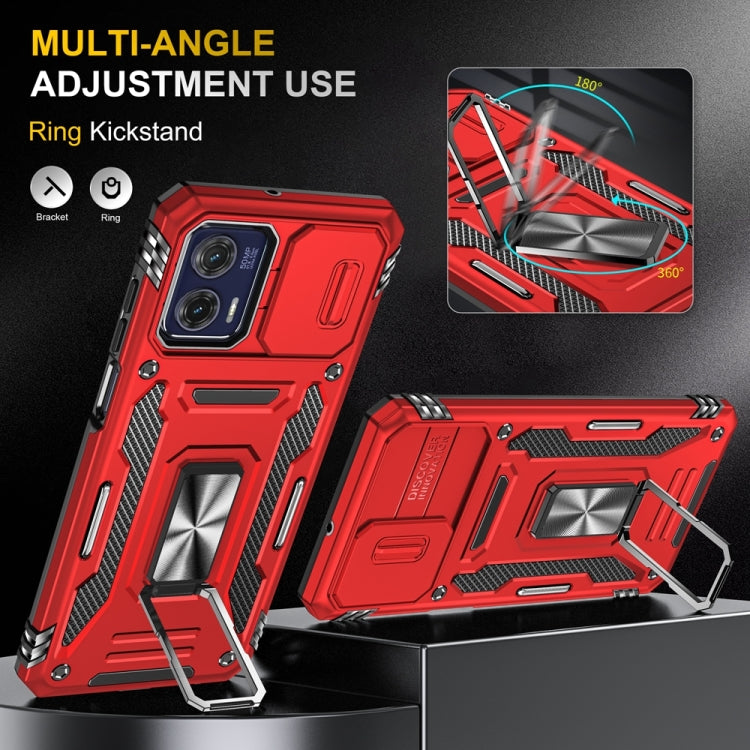 Motorola Moto G73 Armor PC + TPU Camera Shield Phone Case(Red) - Motorola Cases by buy2fix | Online Shopping UK | buy2fix