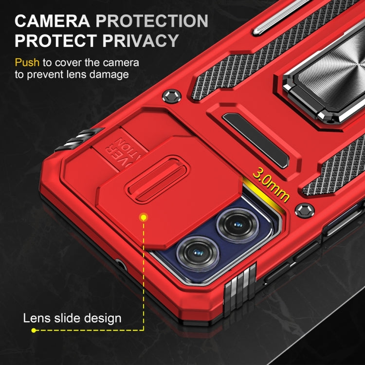 Motorola Moto G73 Armor PC + TPU Camera Shield Phone Case(Red) - Motorola Cases by buy2fix | Online Shopping UK | buy2fix