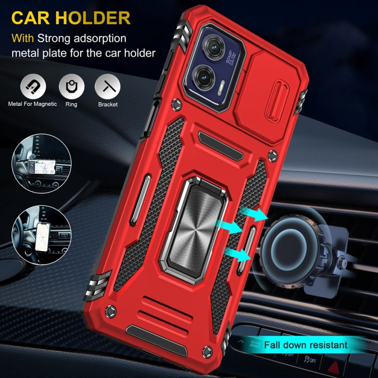 Motorola Moto G73 Armor PC + TPU Camera Shield Phone Case(Red) - Motorola Cases by buy2fix | Online Shopping UK | buy2fix