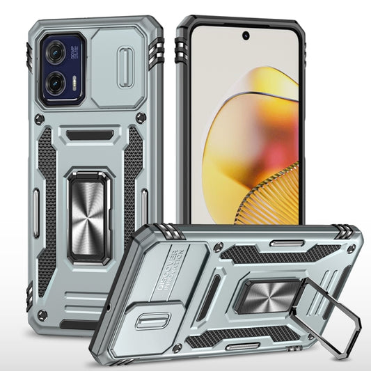 Motorola Moto G73 Armor PC + TPU Camera Shield Phone Case(Grey) - Motorola Cases by buy2fix | Online Shopping UK | buy2fix