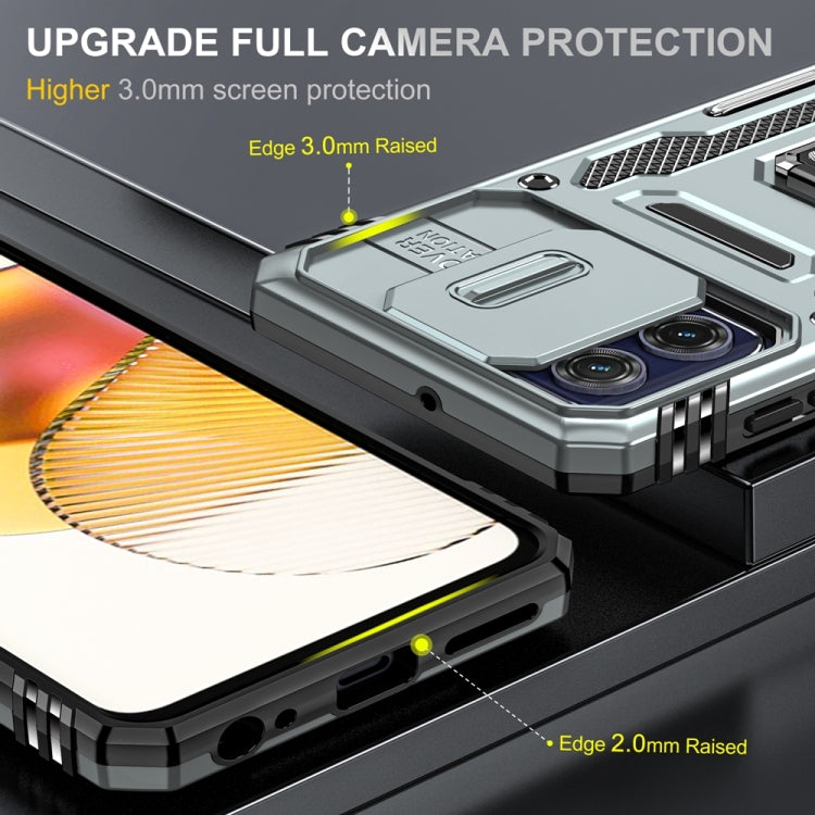 Motorola Moto G73 Armor PC + TPU Camera Shield Phone Case(Grey) - Motorola Cases by buy2fix | Online Shopping UK | buy2fix