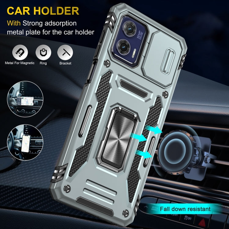 Motorola Moto G73 Armor PC + TPU Camera Shield Phone Case(Grey) - Motorola Cases by buy2fix | Online Shopping UK | buy2fix