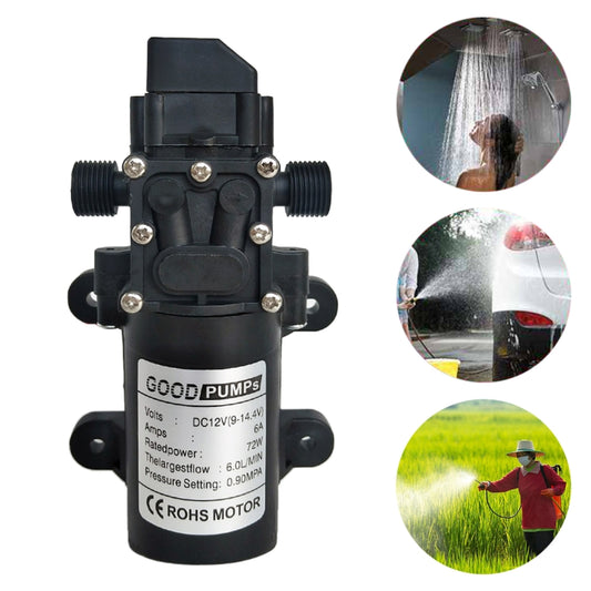 12V 70W Self-priming Pump High Pressure Car Washing Intelligent Diaphragm Right Out Water Pump, Type:Double Thread (Double Flat Mouth 18mm) - Car washing supplies by buy2fix | Online Shopping UK | buy2fix