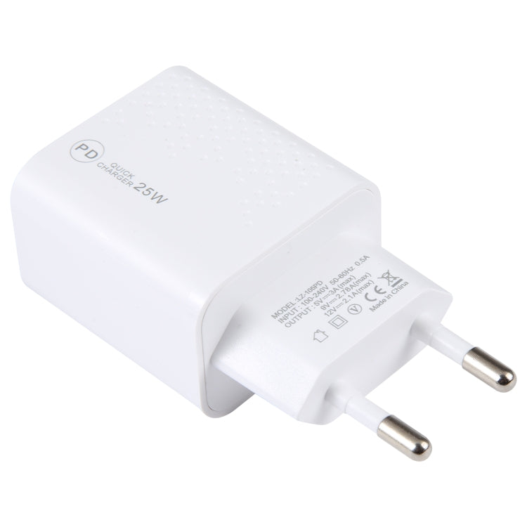 LZ-105PD 25W USB-C / Type-C Ports Dot Pattern Travel Charger, EU Plug(White) by buy2fix