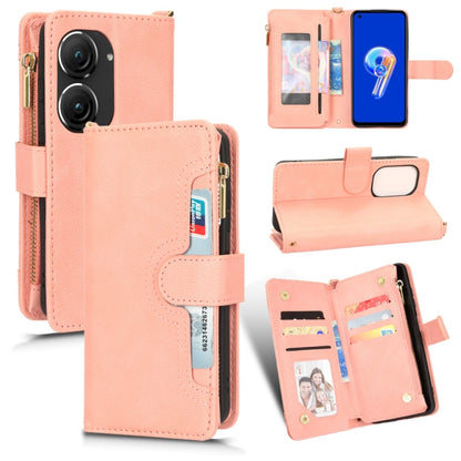 For ASUS Zenfone 10 / 9 Litchi Texture Zipper Leather Phone Case(Pink) by buy2fix