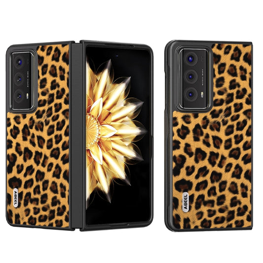 For Honor Magic V2 ABEEL Black Edge Leopard Print Phone Case(Gold) - Honor Cases by buy2fix | Online Shopping UK | buy2fix