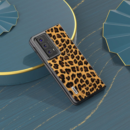For Honor Magic V2 ABEEL Black Edge Leopard Print Phone Case(Gold) - Honor Cases by buy2fix | Online Shopping UK | buy2fix