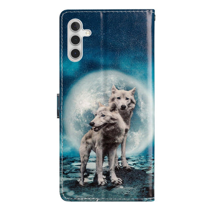 For Samsung Galaxy A25 5G Colored Drawing Leather Phone Case(Twin Wolves) by buy2fix