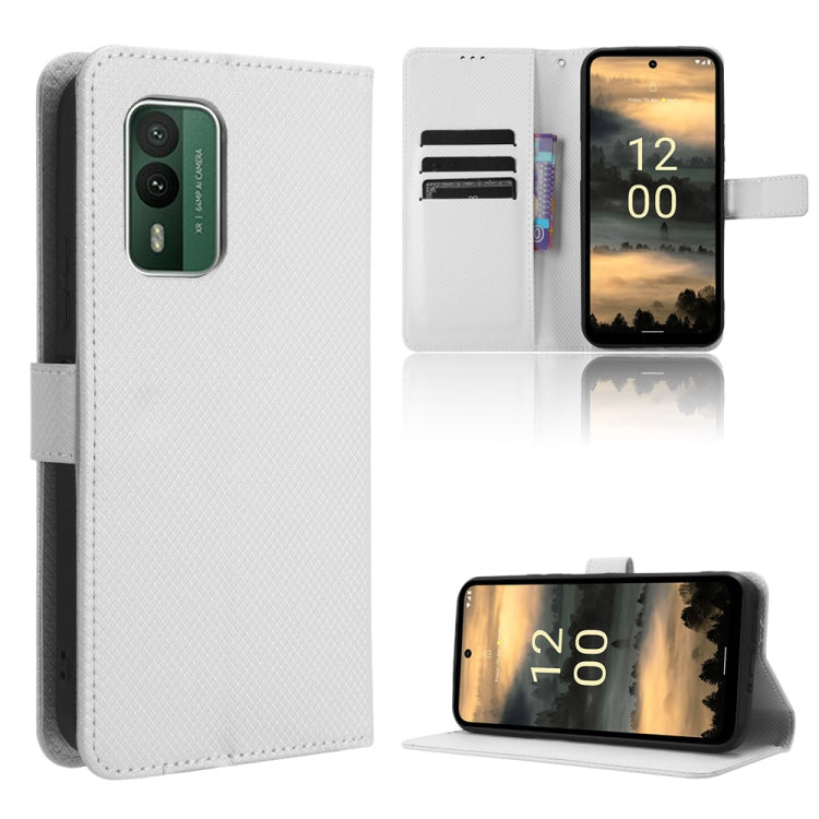 For Nokia XR21 Diamond Texture Leather Phone Case(White) by buy2fix