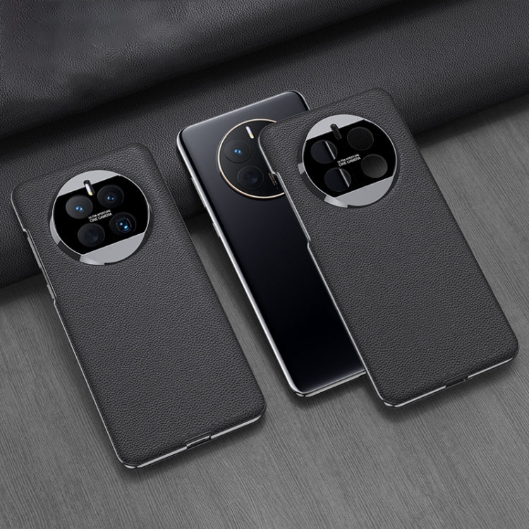 For Huawei Mate 50 GKK Electroplating Leather Surface Phone Case(Black) - Huawei Cases by GKK | Online Shopping UK | buy2fix
