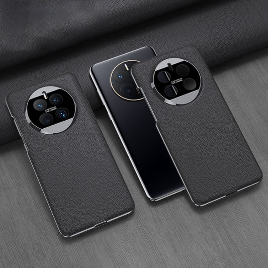For Huawei Mate 50 GKK Electroplating Leather Surface Phone Case(Black) - Huawei Cases by GKK | Online Shopping UK | buy2fix