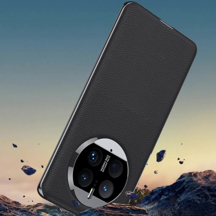 For Huawei Mate 50 GKK Electroplating Leather Surface Phone Case(Black) - Huawei Cases by GKK | Online Shopping UK | buy2fix