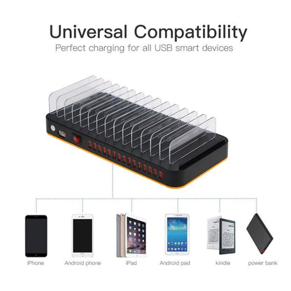 WLX-815P 180W 15 Ports USB Fast Charging Dock Smart Charger with Holder, EU Plug by buy2fix