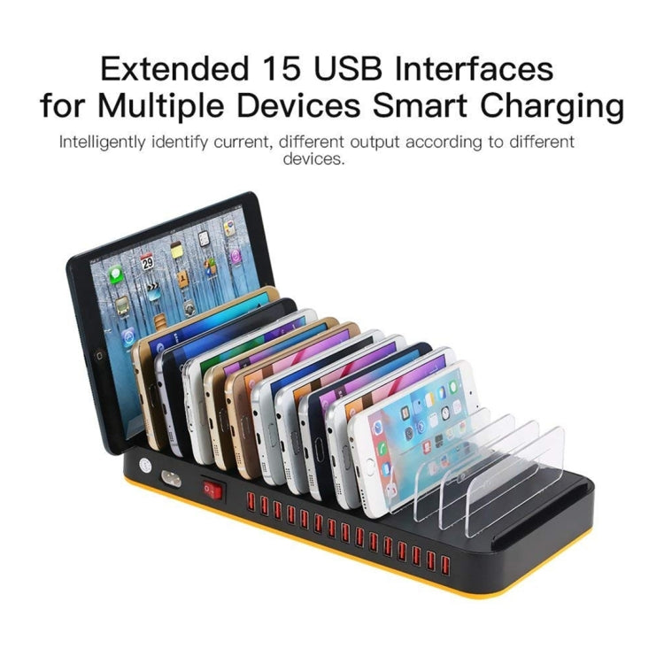 WLX-815P 180W 15 Ports USB Fast Charging Dock Smart Charger with Holder, EU Plug by buy2fix