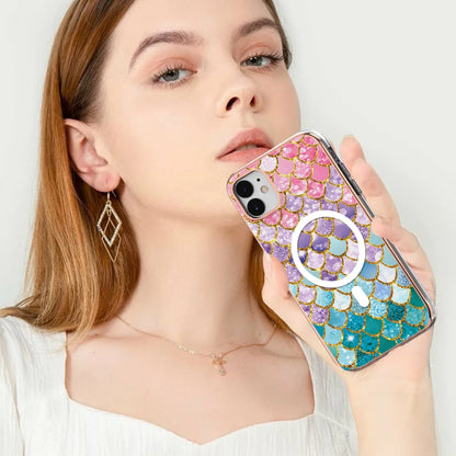 For iPhone 11 Marble Pattern Dual-side IMD Magsafe TPU Phone Case(Colorful Scales) by buy2fix