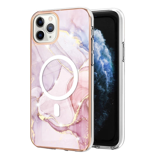 For iPhone 11 Pro Marble Pattern Dual-side IMD Magsafe TPU Phone Case(Rose Gold 005) by buy2fix