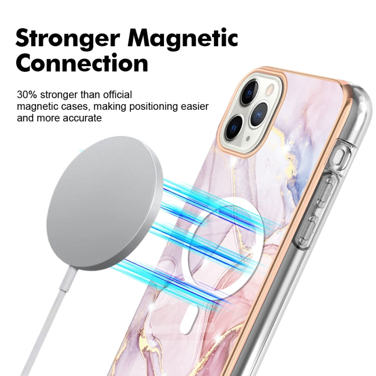 For iPhone 11 Pro Marble Pattern Dual-side IMD Magsafe TPU Phone Case(Rose Gold 005) by buy2fix
