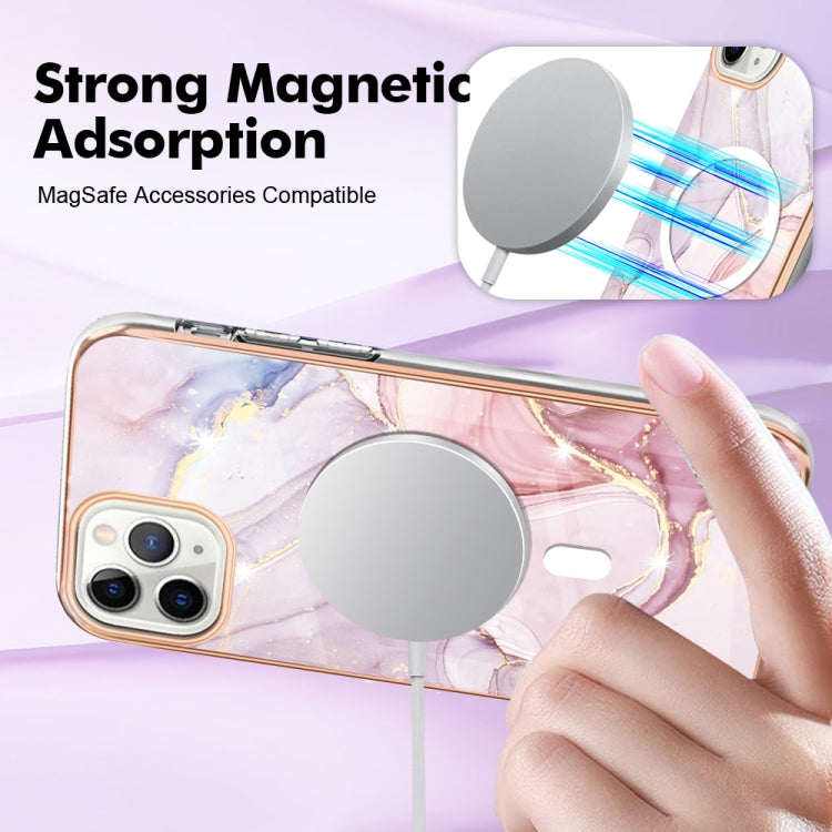 For iPhone 11 Pro Marble Pattern Dual-side IMD Magsafe TPU Phone Case(Rose Gold 005) by buy2fix