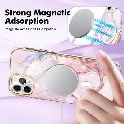 For iPhone 11 Pro Marble Pattern Dual-side IMD Magsafe TPU Phone Case(Rose Gold 005) by buy2fix