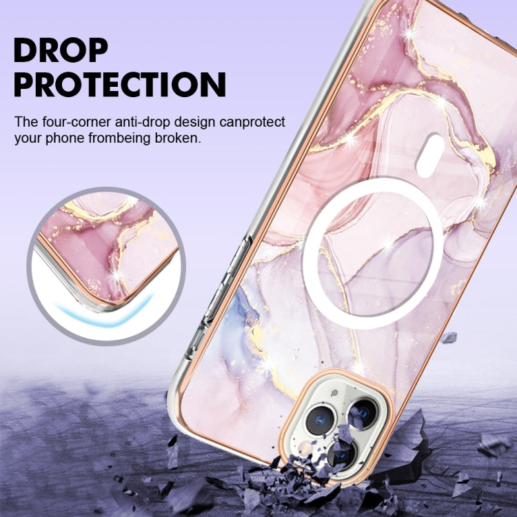 For iPhone 11 Pro Marble Pattern Dual-side IMD Magsafe TPU Phone Case(Rose Gold 005) by buy2fix