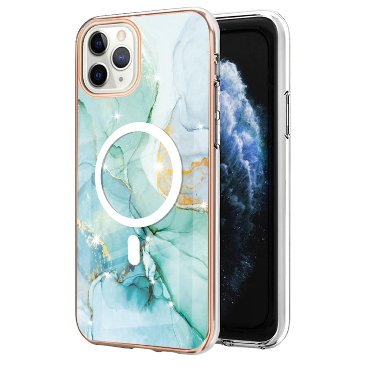 For iPhone 11 Pro Max Marble Pattern Dual-side IMD Magsafe TPU Phone Case(Green 003) by buy2fix