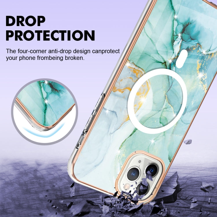 For iPhone 11 Pro Max Marble Pattern Dual-side IMD Magsafe TPU Phone Case(Green 003) by buy2fix