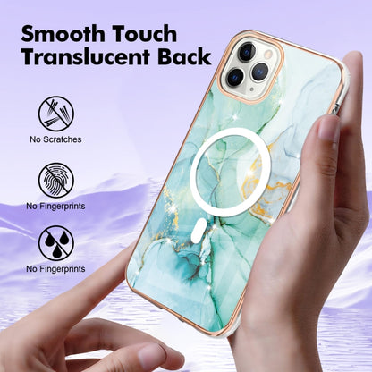 For iPhone 11 Pro Max Marble Pattern Dual-side IMD Magsafe TPU Phone Case(Green 003) by buy2fix