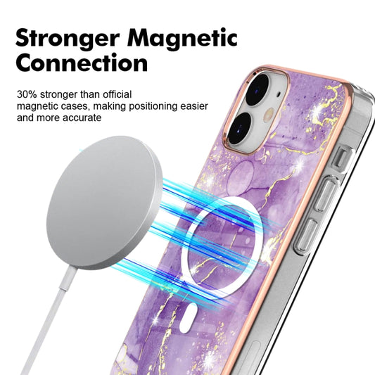 For iPhone 12 / 12 Pro Marble Pattern Dual-side IMD Magsafe TPU Phone Case(Purple 002) by buy2fix
