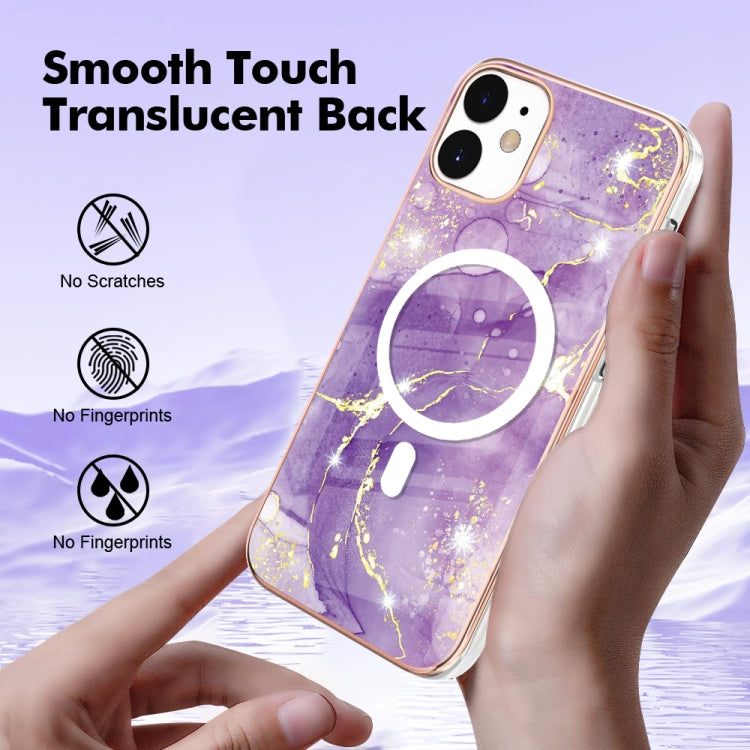 For iPhone 12 / 12 Pro Marble Pattern Dual-side IMD Magsafe TPU Phone Case(Purple 002) by buy2fix