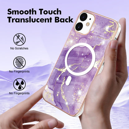 For iPhone 12 / 12 Pro Marble Pattern Dual-side IMD Magsafe TPU Phone Case(Purple 002) by buy2fix