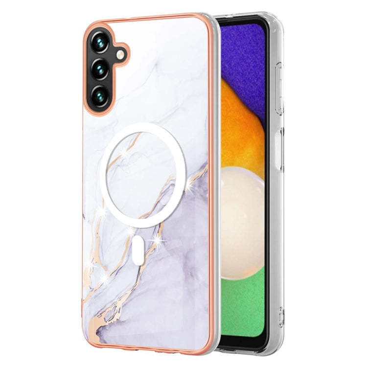 For Samsung Galaxy A34 5G Marble Pattern Dual-side IMD Magsafe TPU Phone Case(White 006) by buy2fix