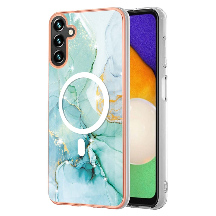 For Samsung Galaxy A34 5G Marble Pattern Dual-side IMD Magsafe TPU Phone Case(Green 003) by buy2fix