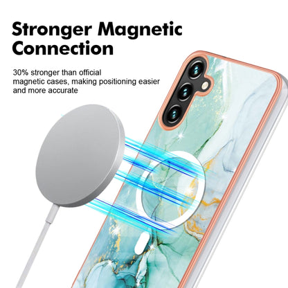 For Samsung Galaxy A34 5G Marble Pattern Dual-side IMD Magsafe TPU Phone Case(Green 003) by buy2fix
