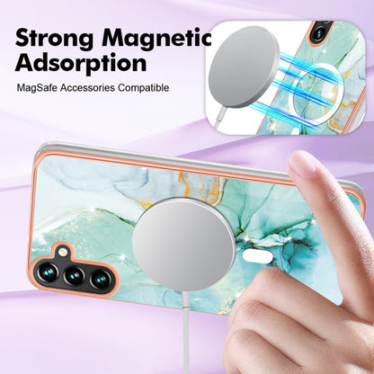 For Samsung Galaxy A34 5G Marble Pattern Dual-side IMD Magsafe TPU Phone Case(Green 003) by buy2fix