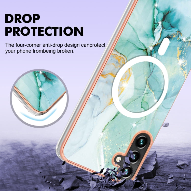 For Samsung Galaxy A34 5G Marble Pattern Dual-side IMD Magsafe TPU Phone Case(Green 003) by buy2fix