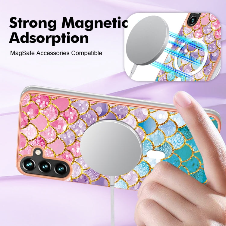 For Samsung Galaxy A34 5G Marble Pattern Dual-side IMD Magsafe TPU Phone Case(Colorful Scales) by buy2fix
