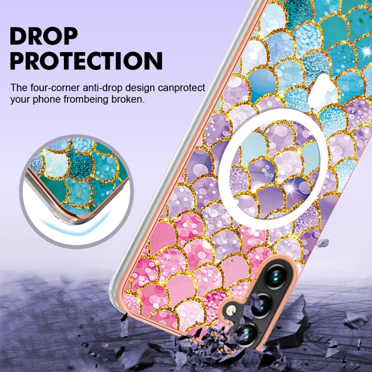 For Samsung Galaxy A34 5G Marble Pattern Dual-side IMD Magsafe TPU Phone Case(Colorful Scales) by buy2fix