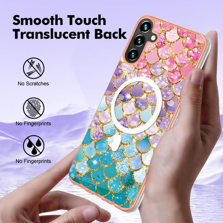 For Samsung Galaxy A34 5G Marble Pattern Dual-side IMD Magsafe TPU Phone Case(Colorful Scales) by buy2fix