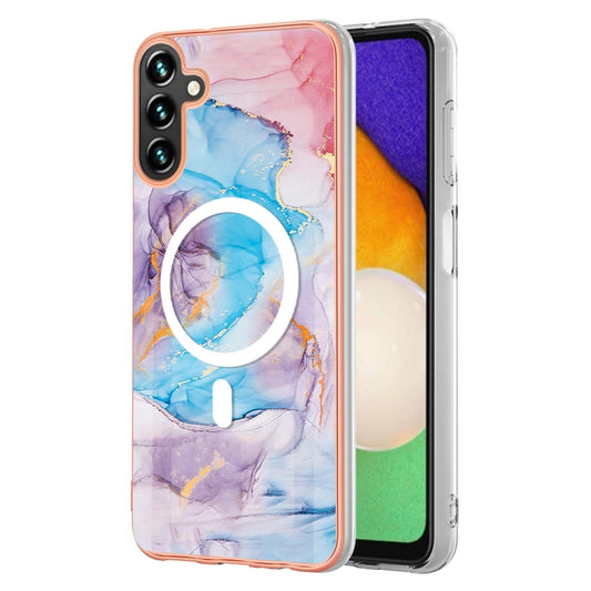 For Samsung Galaxy A34 5G Marble Pattern Dual-side IMD Magsafe TPU Phone Case(Blue Marble) by buy2fix