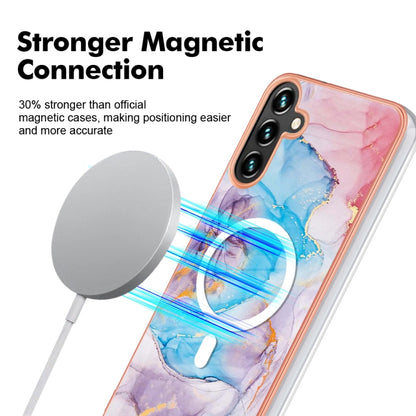 For Samsung Galaxy A34 5G Marble Pattern Dual-side IMD Magsafe TPU Phone Case(Blue Marble) by buy2fix