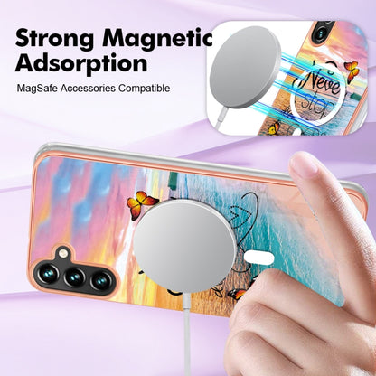 For Samsung Galaxy A34 5G Marble Pattern Dual-side IMD Magsafe TPU Phone Case(Dream Butterfly) by buy2fix