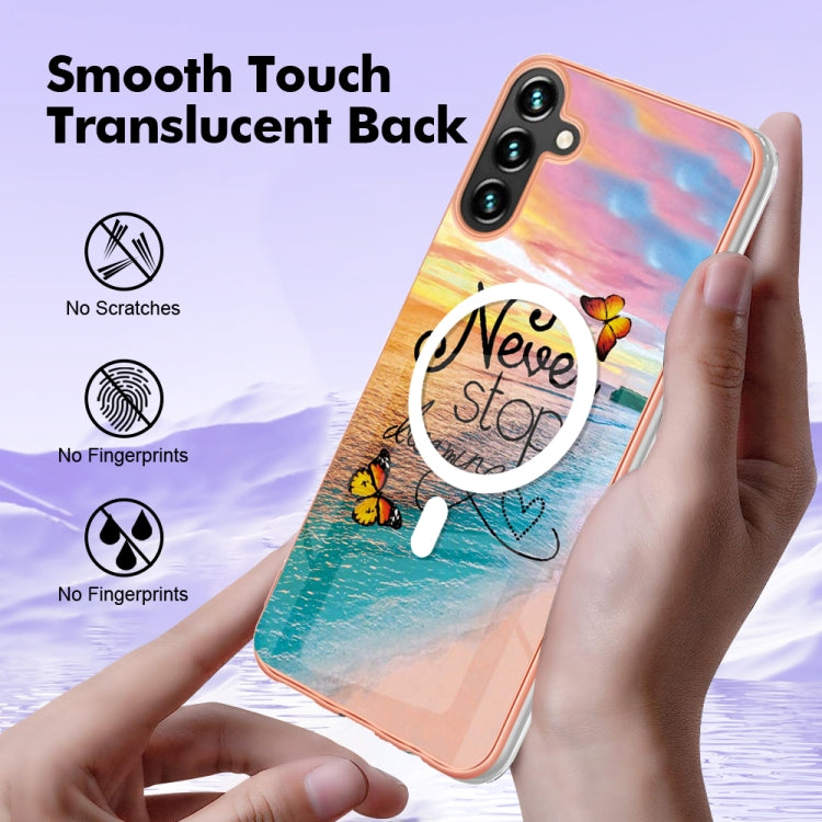 For Samsung Galaxy A34 5G Marble Pattern Dual-side IMD Magsafe TPU Phone Case(Dream Butterfly) by buy2fix