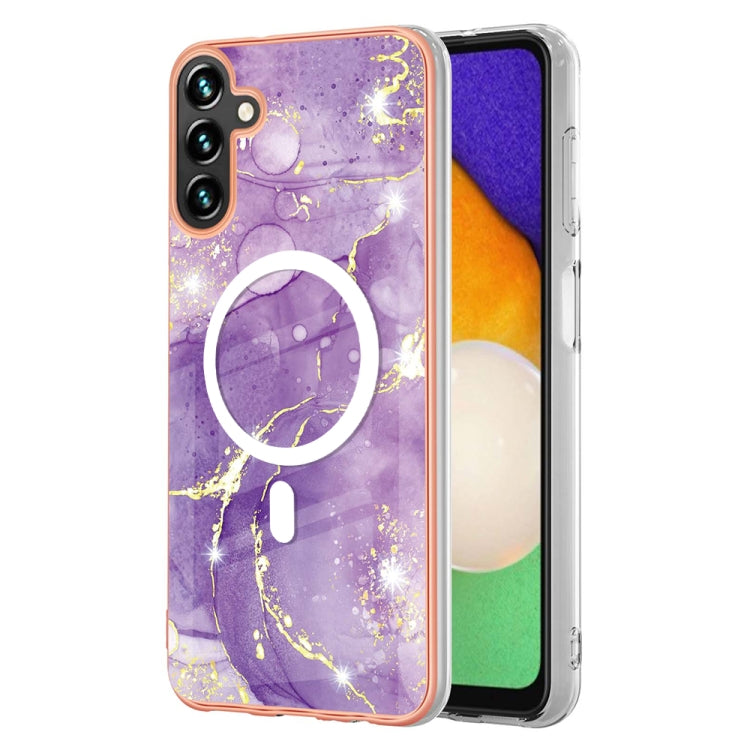 For Samsung Galaxy A54 5G Marble Pattern Dual-side IMD Magsafe TPU Phone Case(Purple 002) by buy2fix