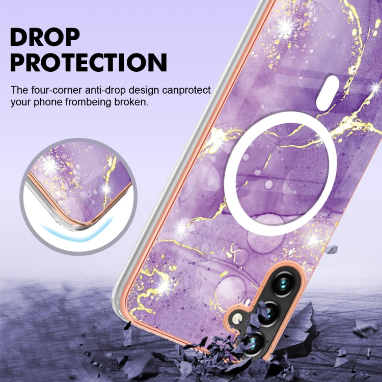 For Samsung Galaxy A54 5G Marble Pattern Dual-side IMD Magsafe TPU Phone Case(Purple 002) by buy2fix