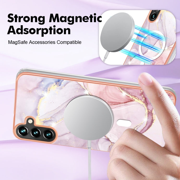 For Samsung Galaxy A54 5G Marble Pattern Dual-side IMD Magsafe TPU Phone Case(Rose Gold 005) by buy2fix